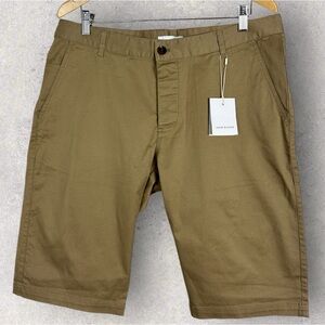 NWT Samsoe Bermuda Shorts Brown Size XL Button Fly Khaki‎ Balder Minimalist NEW